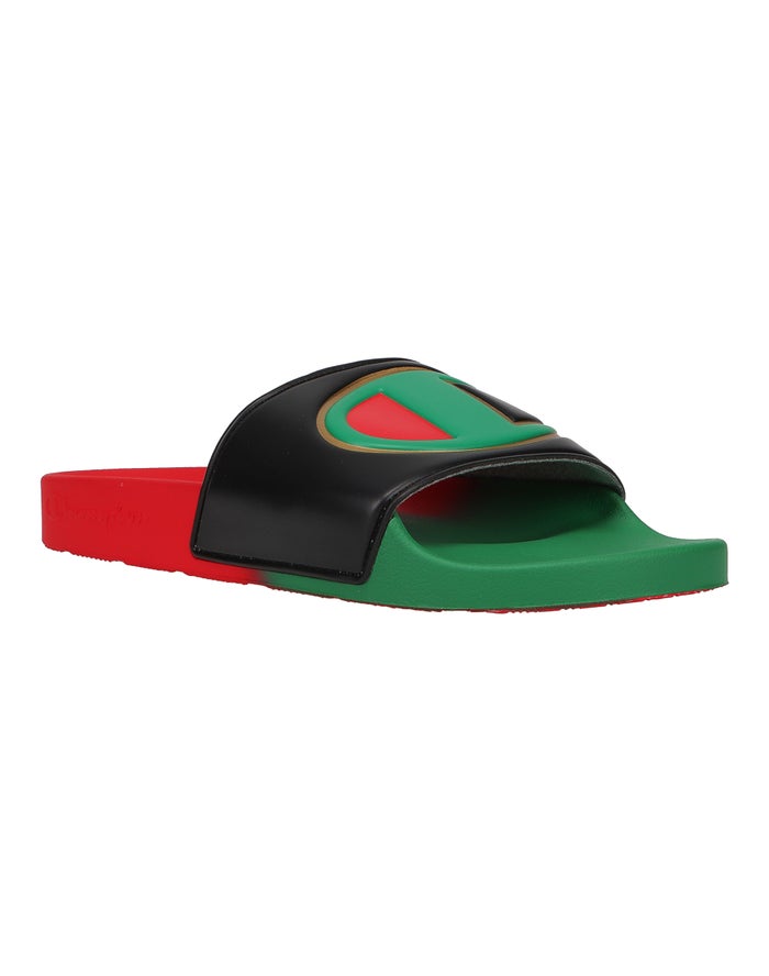 Champion Mens Slides NZ - Ipo Split Green/Red ( 1945-FYQVZ )